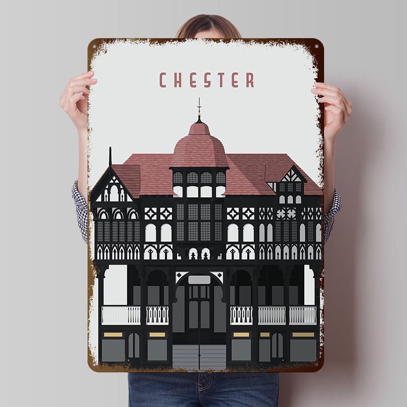 Retro Gaming Bar - Pôster de Viagem Chester Personalizado, Arte