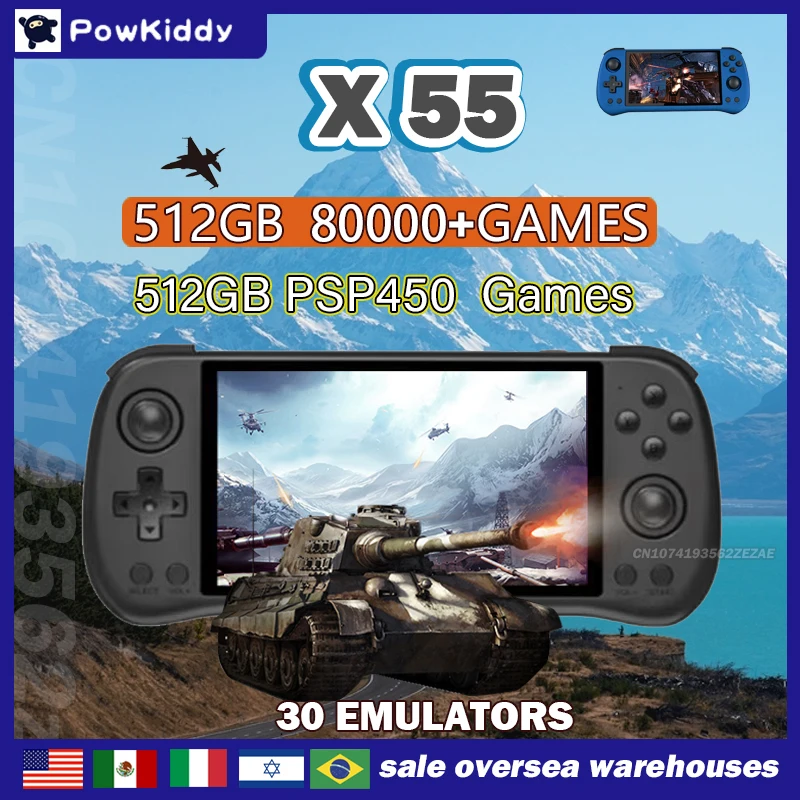 80000 jogos 512g powkiddy x55  - Retro Gaming Os avaliação e preço
