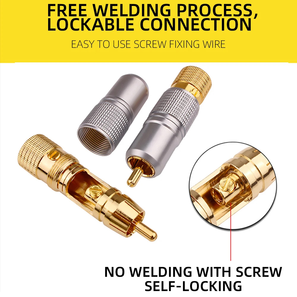 4 pçs alta fidelidade 24k banh - Composite Rca Cable avaliação e preço